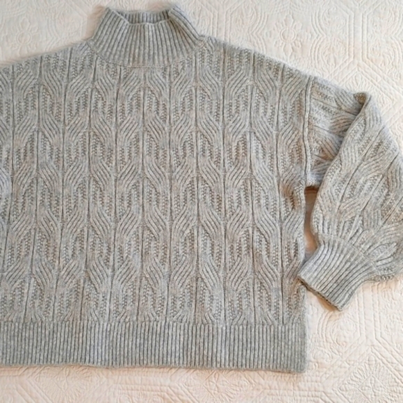 Prologue Aqua & White Chunky Turtle Neck Sweater/ Size L - Picture 6 of 10